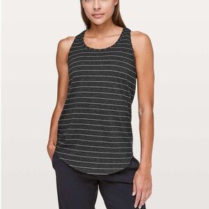 Lululemon Love Tank Pleated Short Serve Stripe Heathered Black White